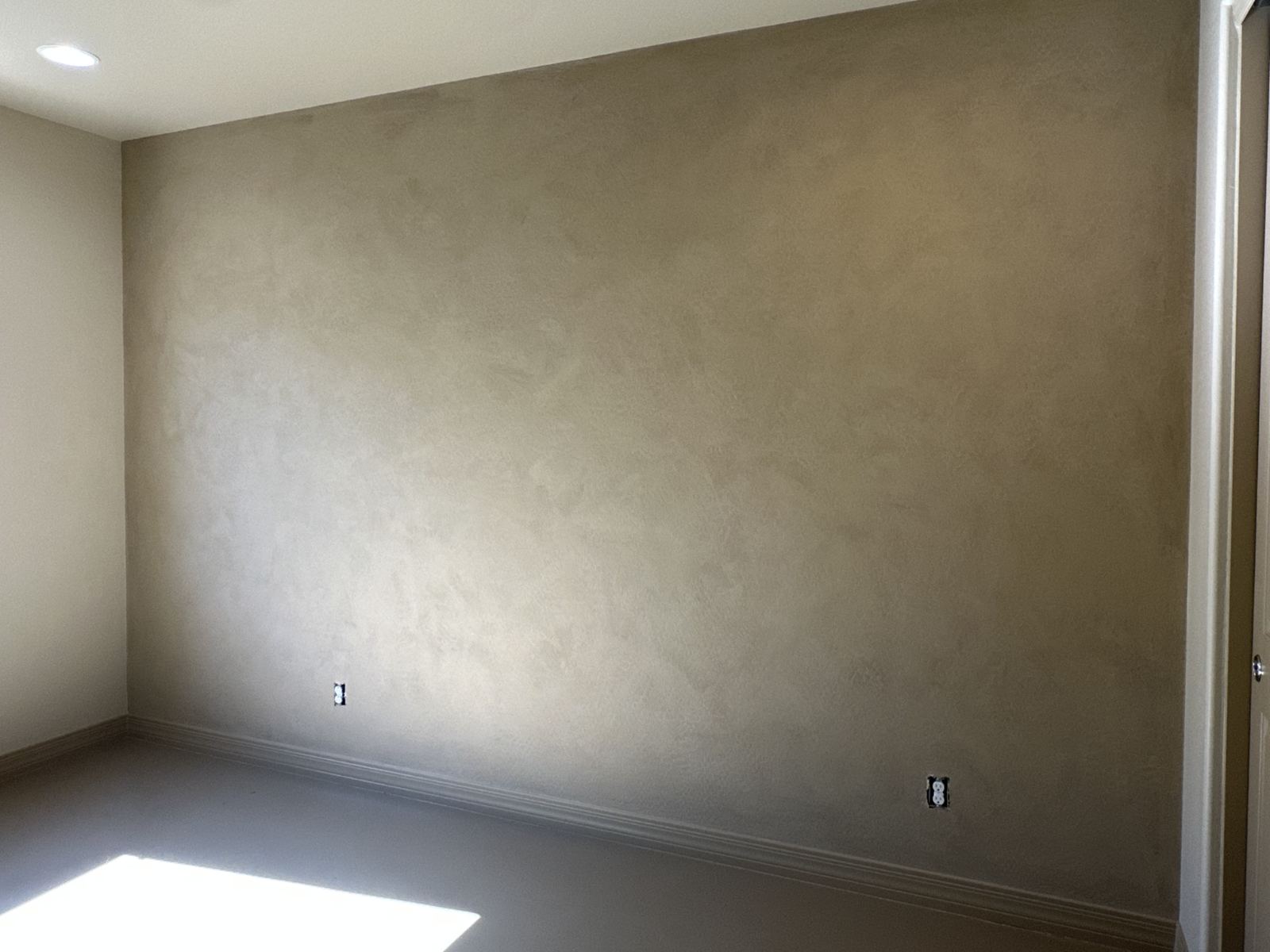 Limewash walls beside walk-in shower, Phoenix bathroom